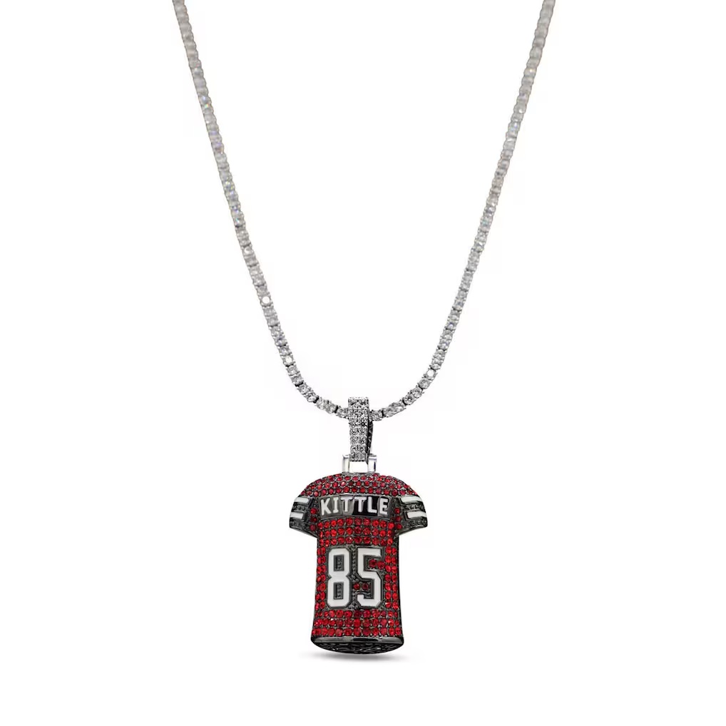 San Francisco 49ers GLD 14K White Gold Jersey Logo Pendant & 20" Tennis Chain