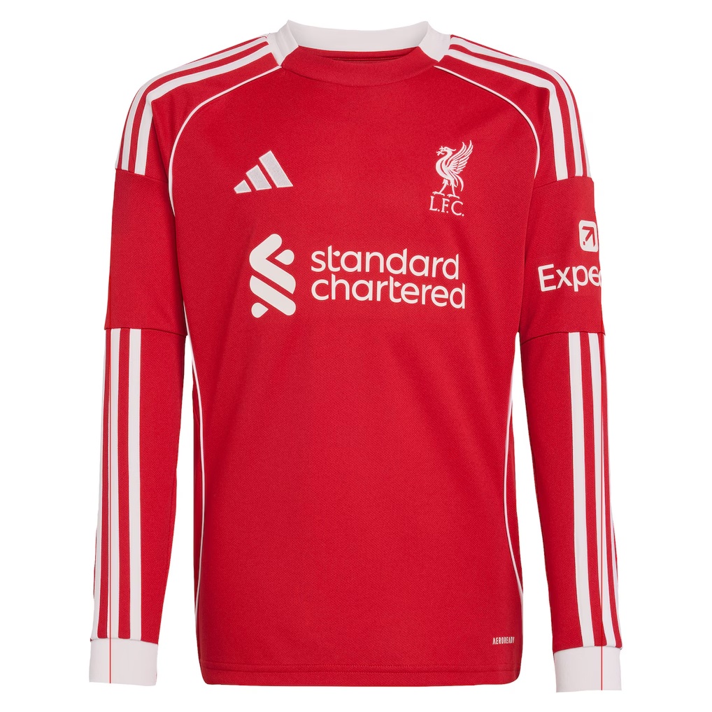 Mohamed Salah Liverpool adidas Youth 2025/26 Home Replica Long Sleeve Jersey - Red
