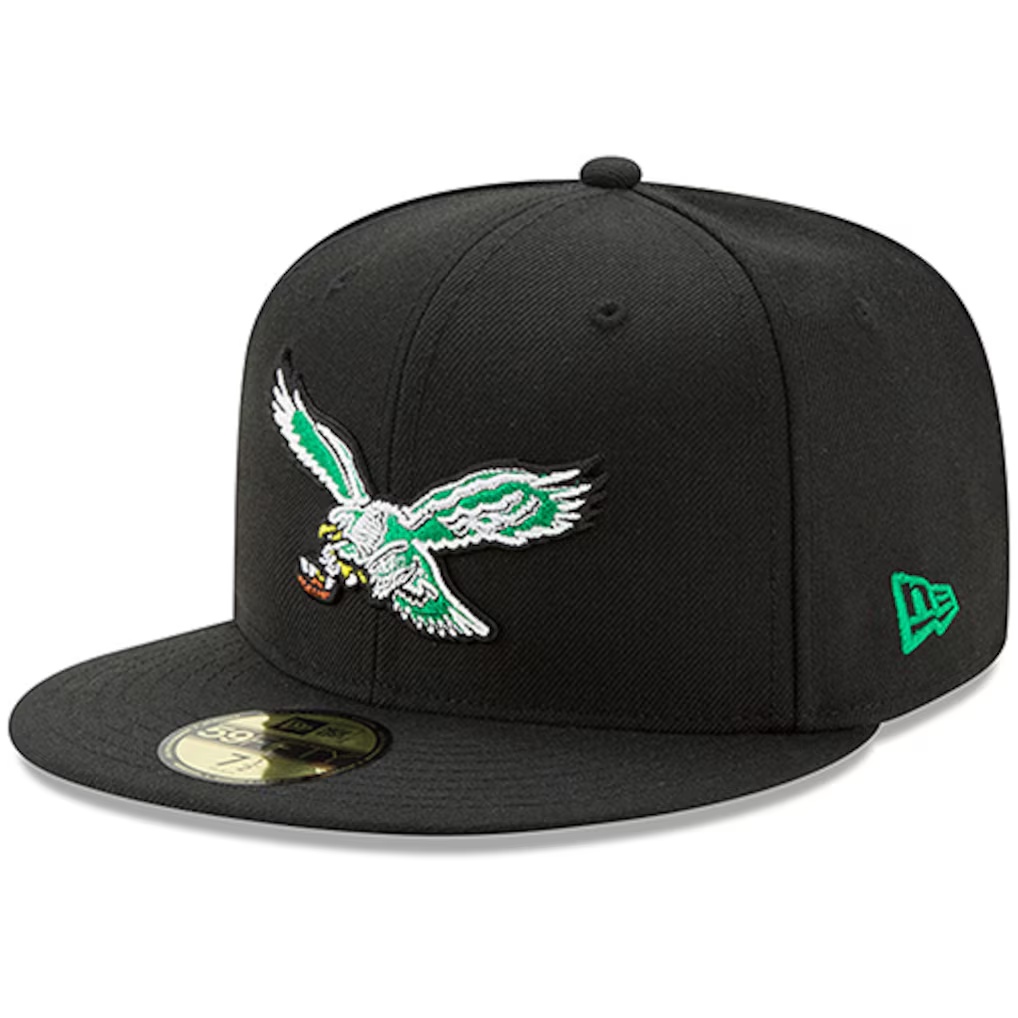 Philadelphia Eagles New Era Omaha Throwback 59FIFTY Fitted Hat - Black