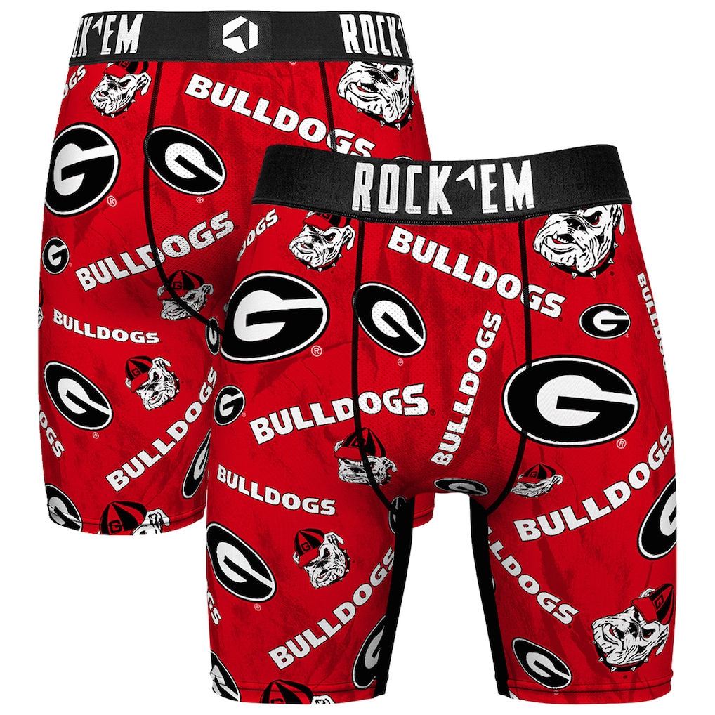 Georgia Bulldogs Rock Em Socks All Over Logo Boxer Briefs - Red