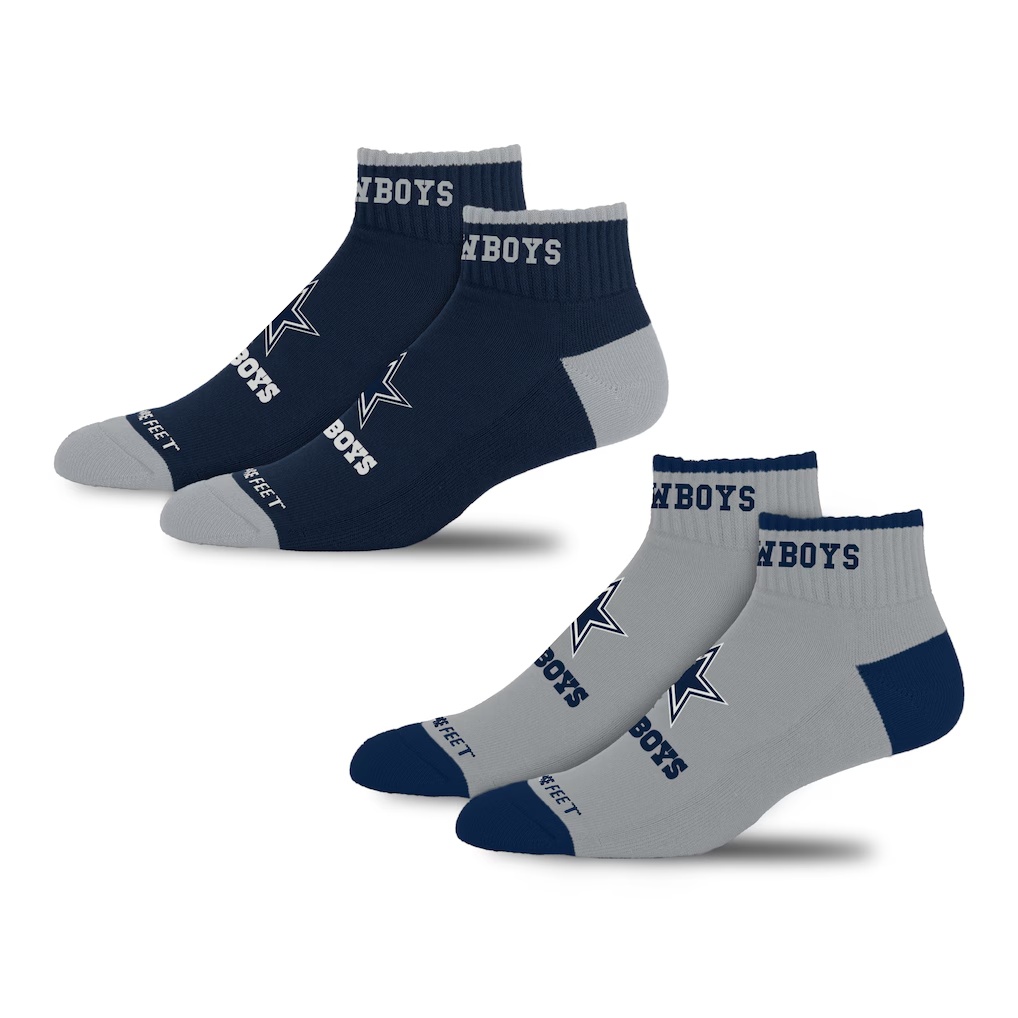 Dallas Cowboys For Bare Feet Unisex Front and Center 2-Pack Ankle Socks Set