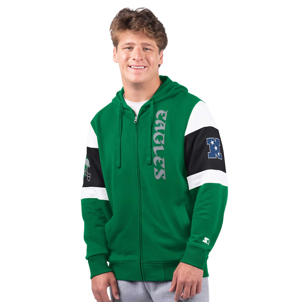 Philadelphia Eagles Starter Extreme Vintage Logo Full-Zip Hoodie - Kelly Green