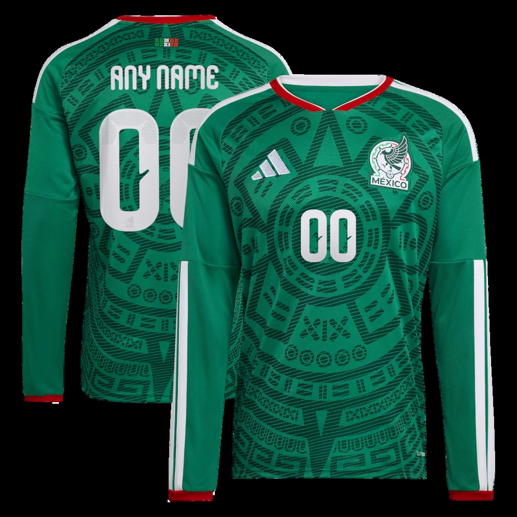 Mexico National Team adidas 2026 Home Replica Long Sleeve Custom Jersey - Green