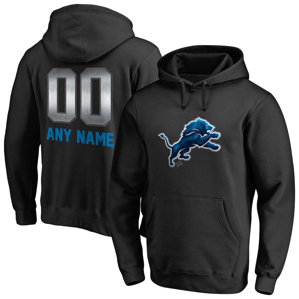 Detroit Lions Personalized Midnight Mascot Pullover Hoodie - Black
