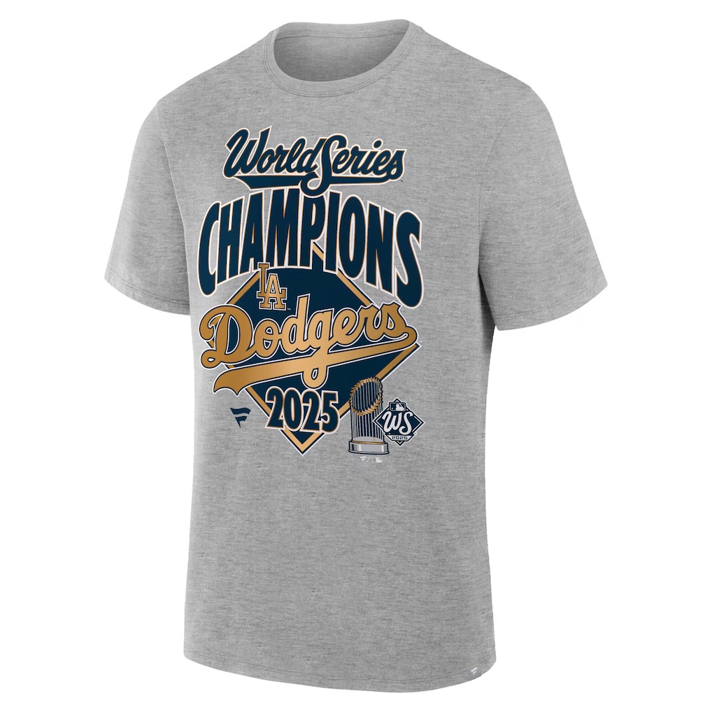 Los Angeles Dodgers Fanatics 2025 World Series Champions Locker Room Replica T-Shirt - Steel