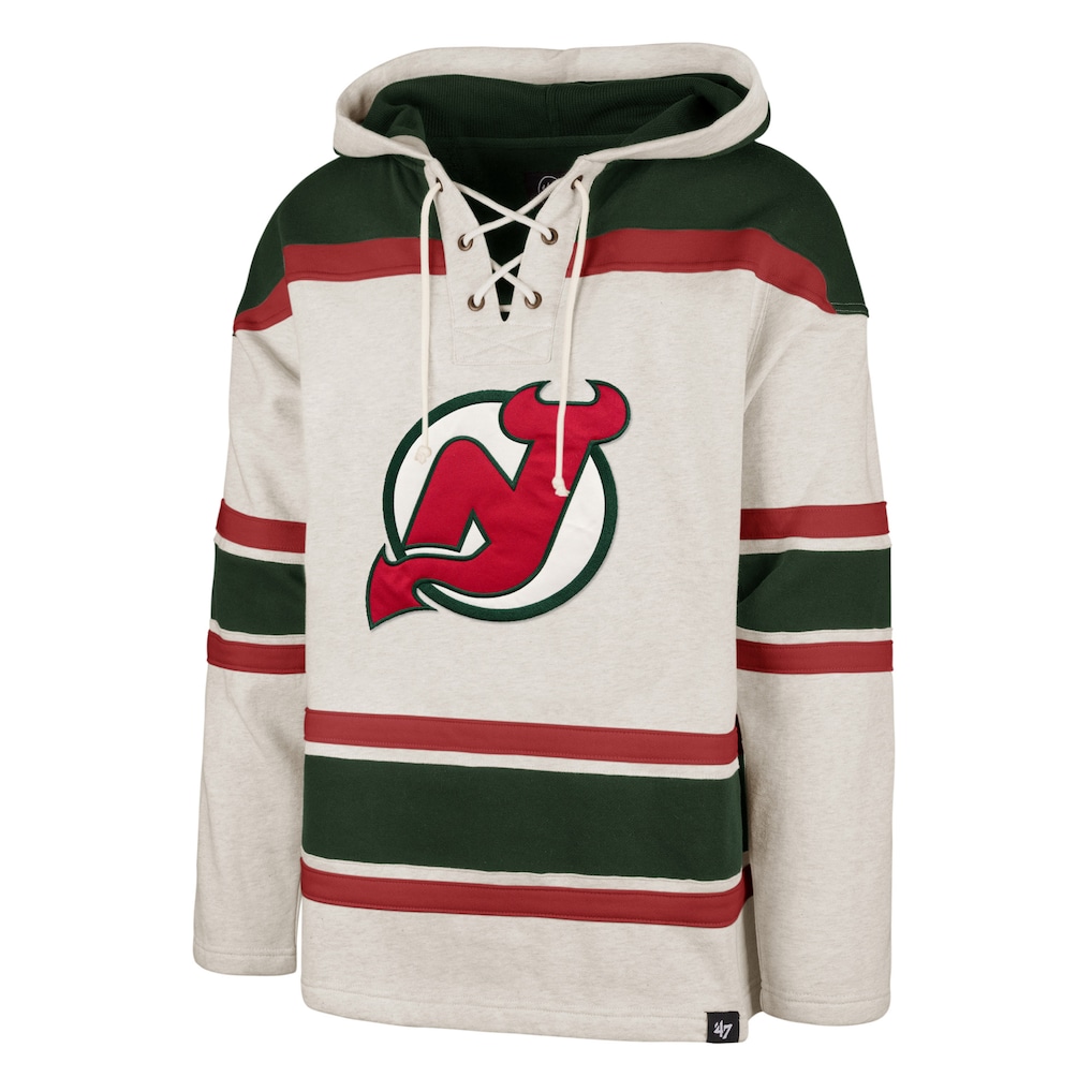 New Jersey Devils '47 Rockaway Lace-Up Pullover Hoodie - Oatmeal