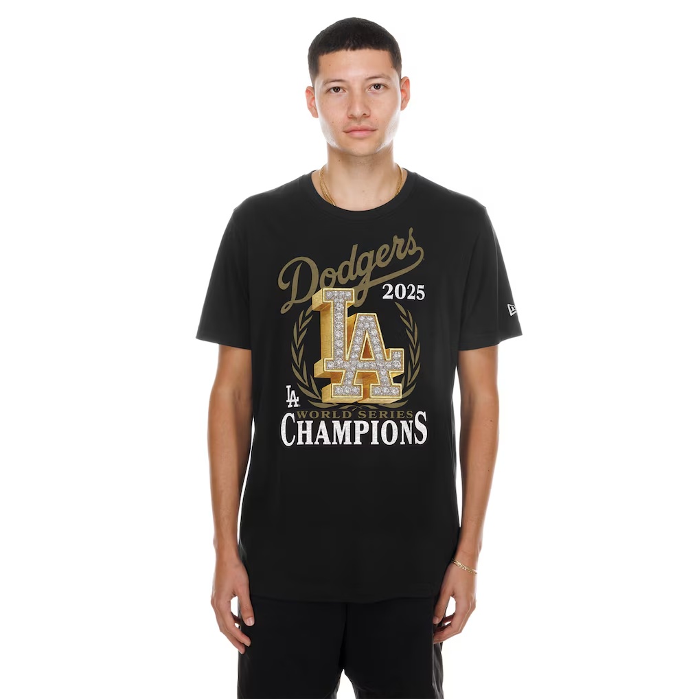 Los Angeles Dodgers New Era 2025 World Series Champions Medallion Logo T-Shirt - Black