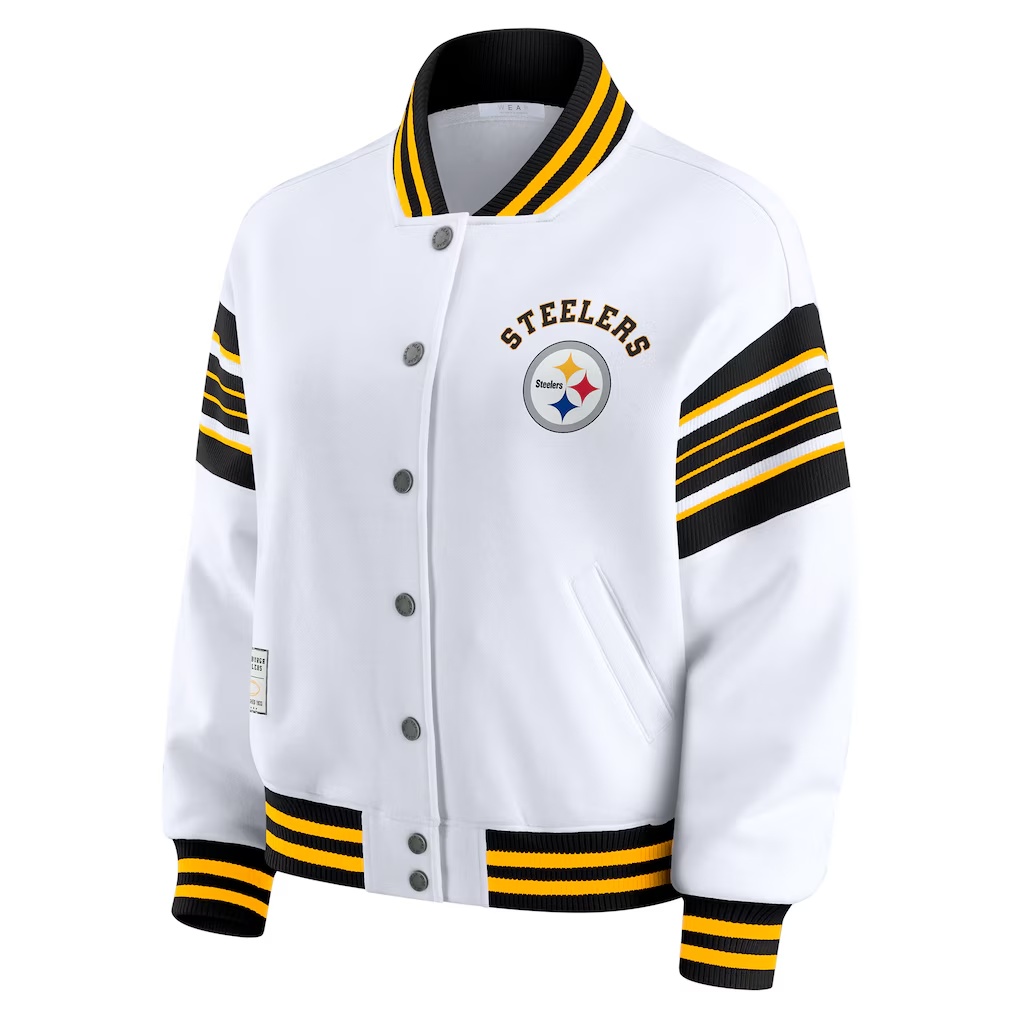 Pittsburgh Steelers WEAR by Erin Andrews Women's Full-Snap Fleece Sweatshirt Jacket - White