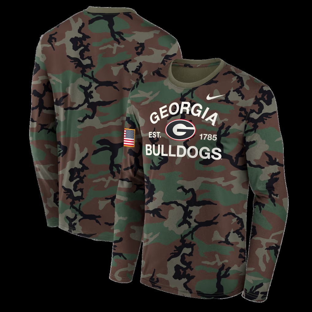 Georgia Bulldogs Nike 2025 Military Appreciation Legend Dri-FIT Long Sleeve T-Shirt - Camo