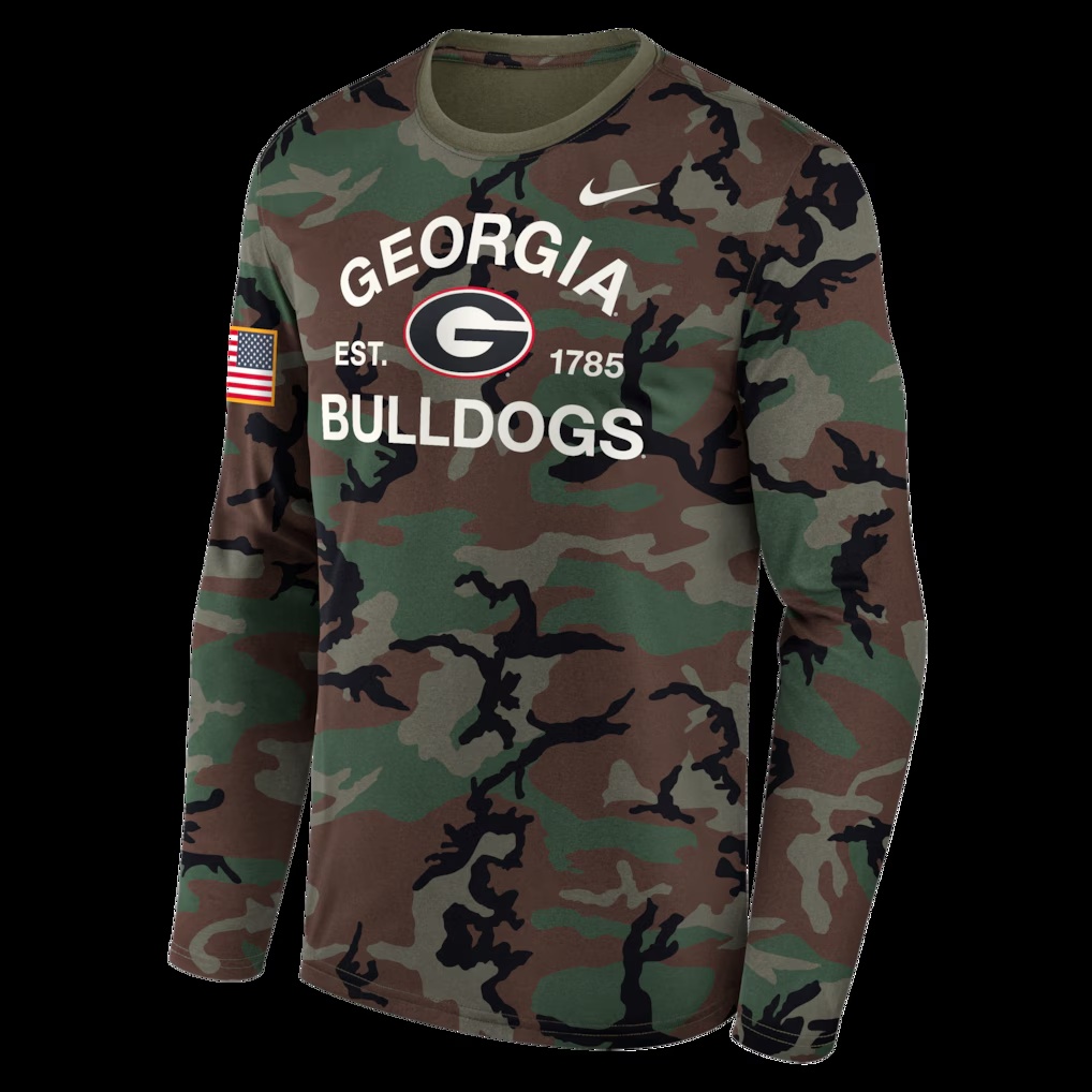 Georgia Bulldogs Nike 2025 Military Appreciation Legend Dri-FIT Long Sleeve T-Shirt - Camo