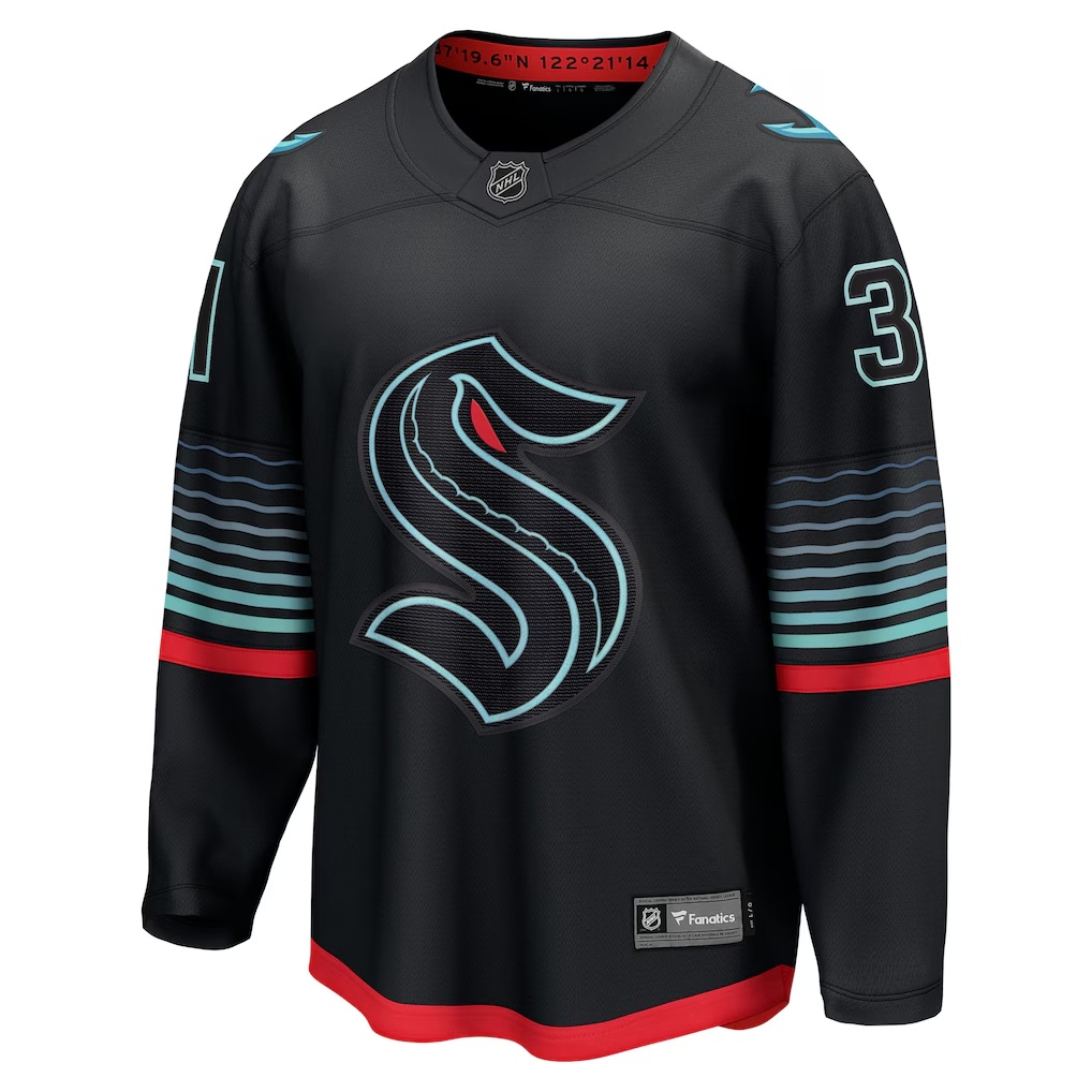 Philipp Grubauer Seattle Kraken Fanatics Alternate Breakaway Player Jersey - Black