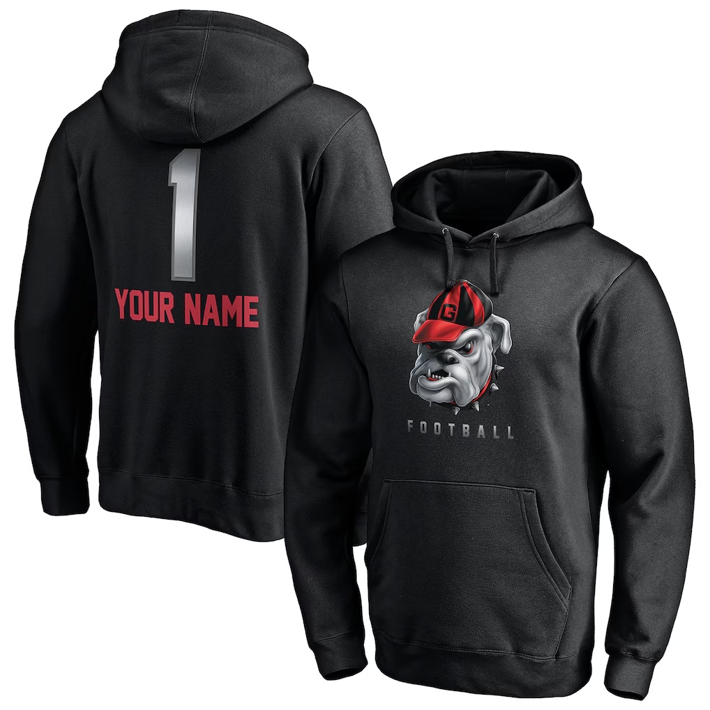 Georgia Bulldogs Personalized Any Name Midnight Mascot Pullover Hoodie - Black