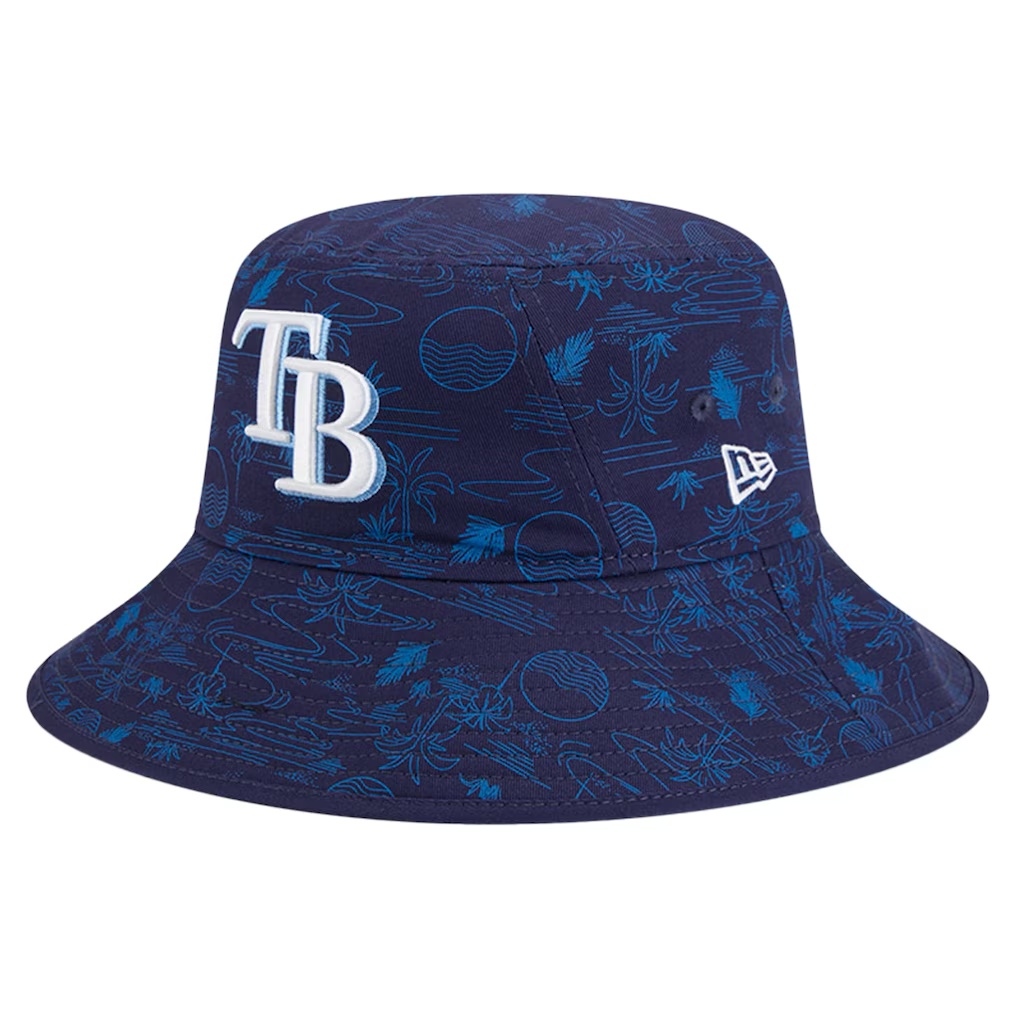 Tampa Bay Rays New Era Youth 2025 Spring Training All Over Print Bucket Hat - Navy