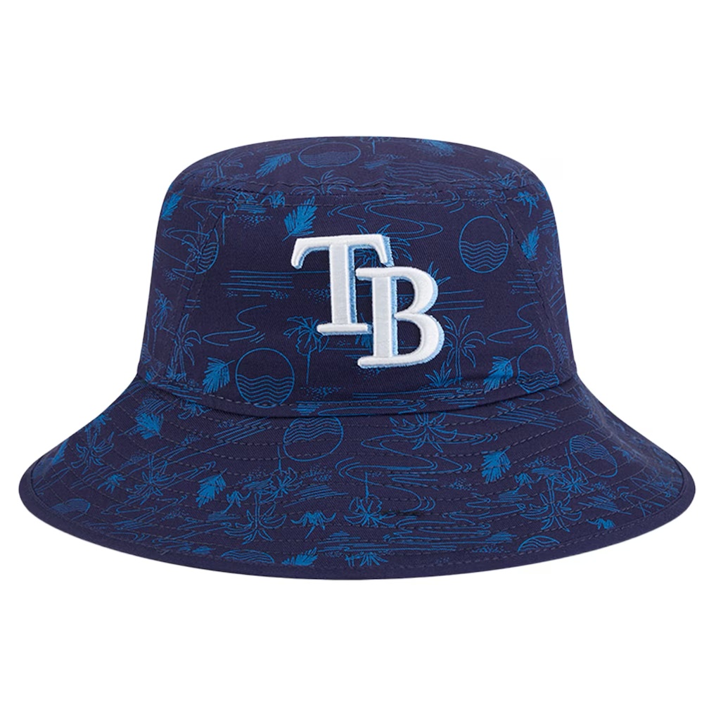 Tampa Bay Rays New Era Youth 2025 Spring Training All Over Print Bucket Hat - Navy