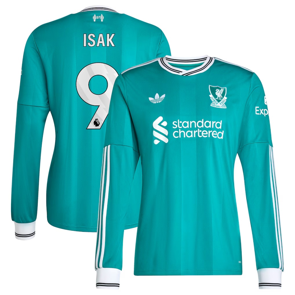 Alexander Isak Liverpool adidas 2025/26 Third Replica Long Sleeve Player Jersey - Green