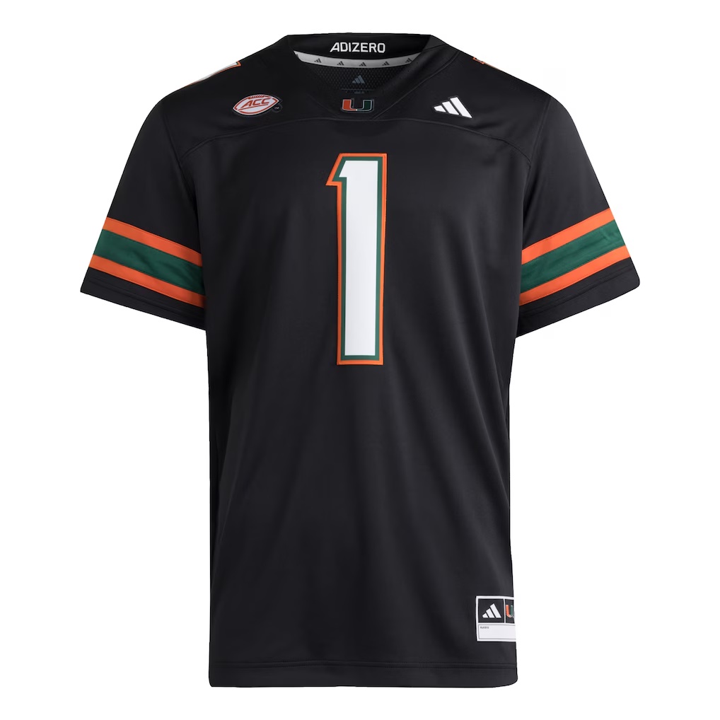 #1 Miami Hurricanes adidas Premier Jersey - Black