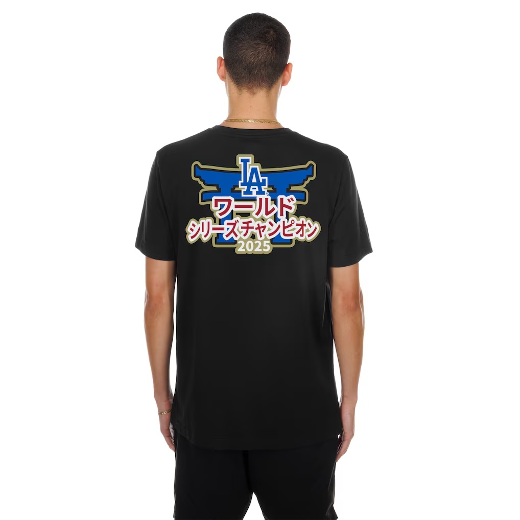 Los Angeles Dodgers New Era 2025 World Series Champions Japanese Characters T-Shirt - Black
