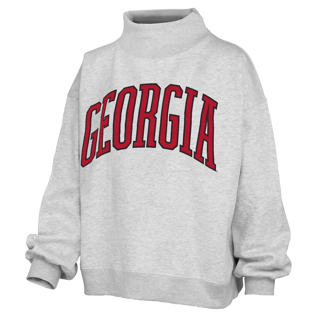 Georgia Bulldogs Pressbox Women's Oversized Nelson Mock Neck Sweatshirt - Heather Gray