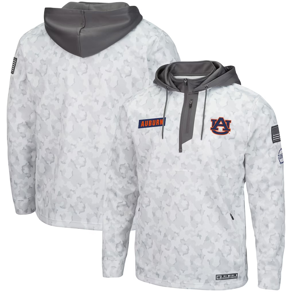 Auburn Tigers Colosseum OHT Military Appreciation Quarter-Zip Hoodie - Arctic Camo