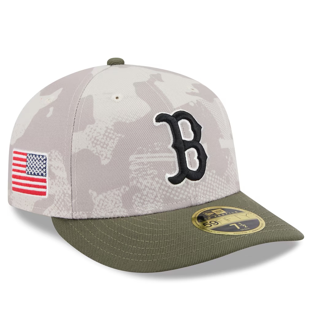 Boston Red Sox New Era 2025 Armed Forces Day Low Profile 59FIFTY Fitted Hat - Light Beige/Olive
