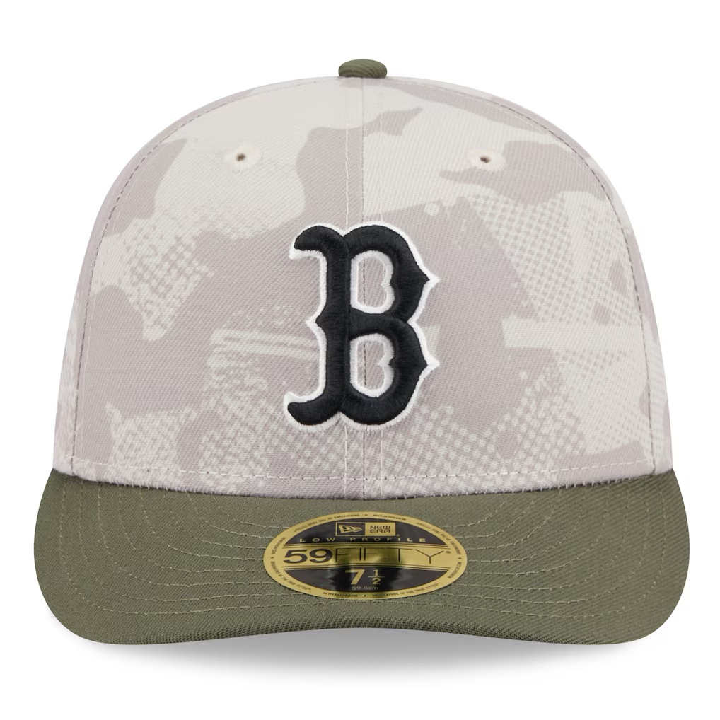 Boston Red Sox New Era 2025 Armed Forces Day Low Profile 59FIFTY Fitted Hat - Light Beige/Olive