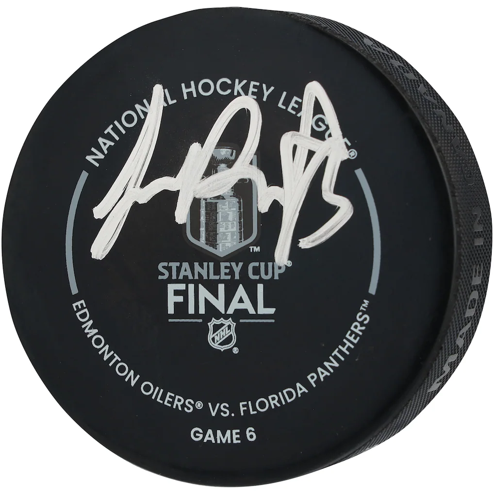 Sam Reinhart Florida Panthers Autographed Fanatics Authentic 2025 Stanley Cup Champions Official Game Puck