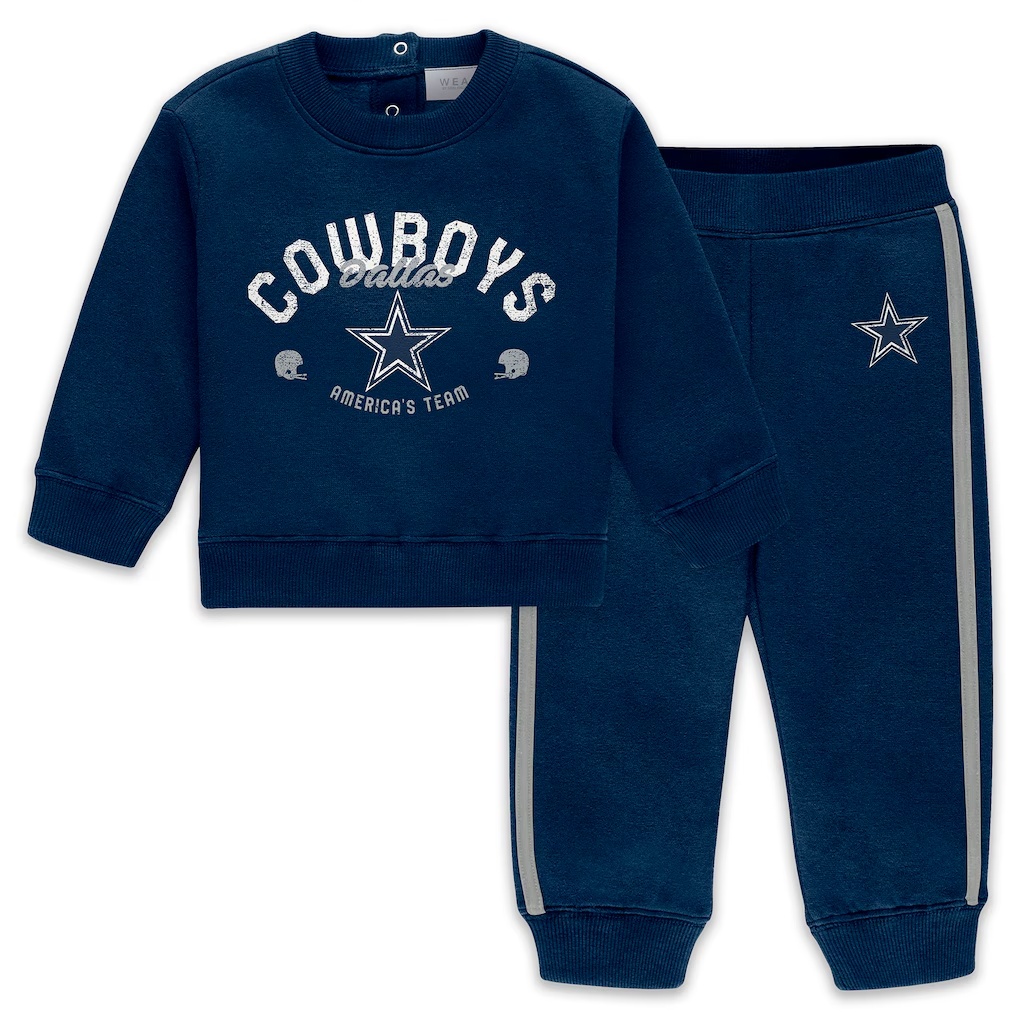 Dallas Cowboys WEAR by Erin Andrews Infant & Newborn Fleece Crewneck and Pants Set - Navy