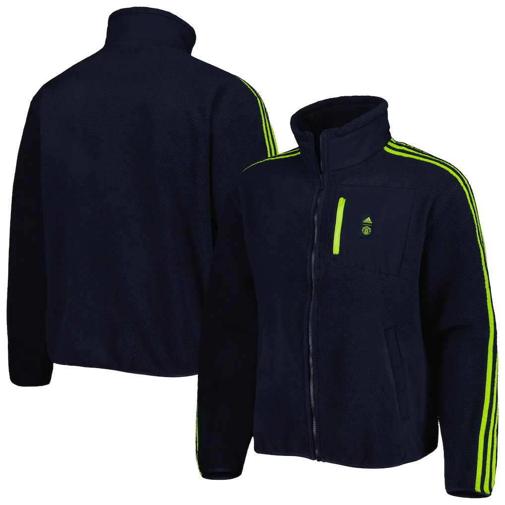Manchester United adidas Lifestyler Fleece Full-Zip Jacket - Navy