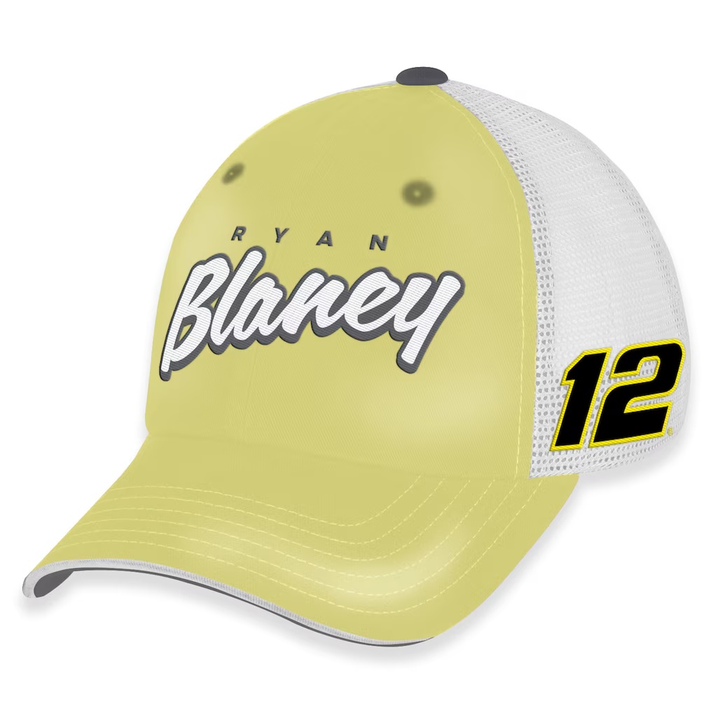 Ryan Blaney Checkered Flag Sports Women's Pit Box Adjustable Trucker Hat - Yellow/White