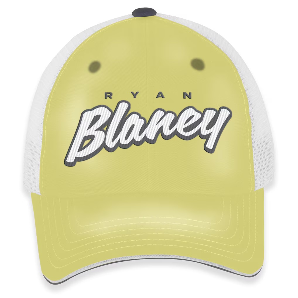 Ryan Blaney Checkered Flag Sports Women's Pit Box Adjustable Trucker Hat - Yellow/White
