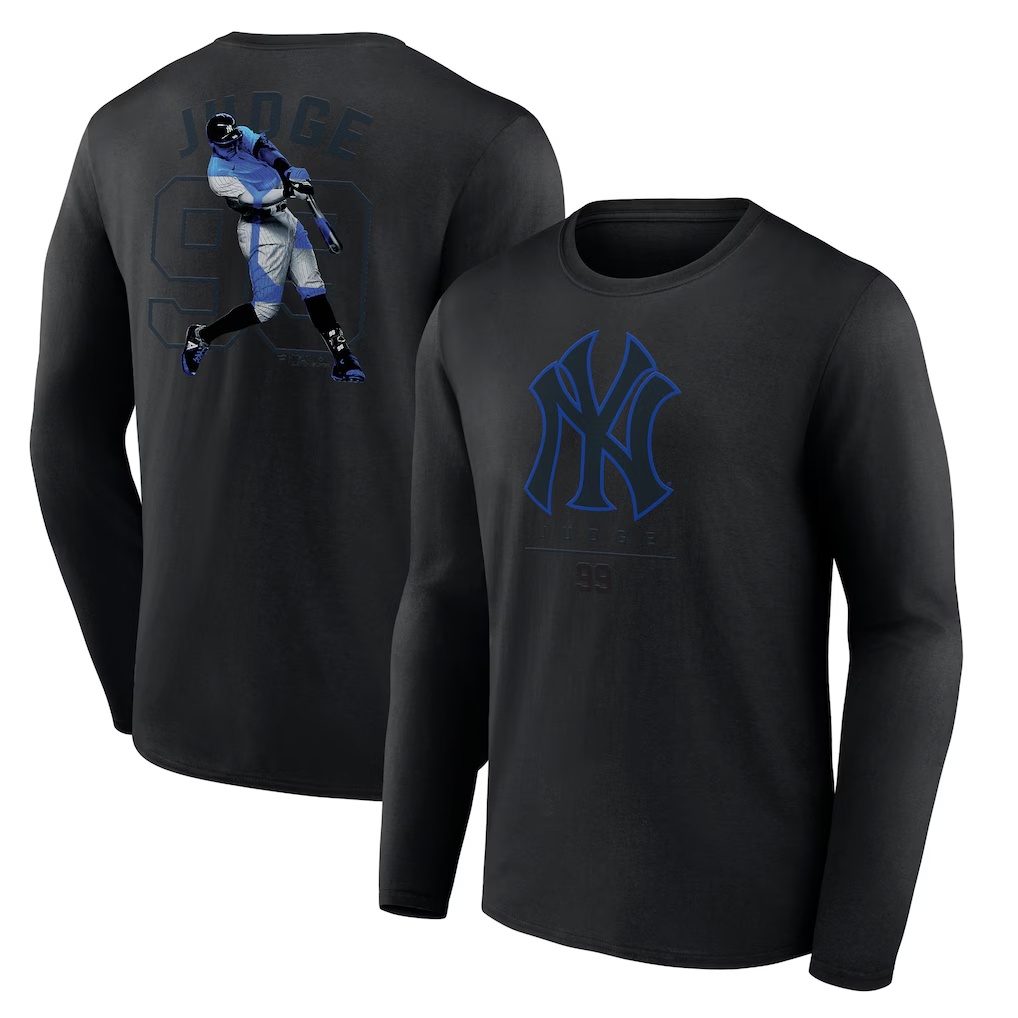 Aaron Judge New York Yankees Double Play Name & Number Long Sleeve T-Shirt - Black
