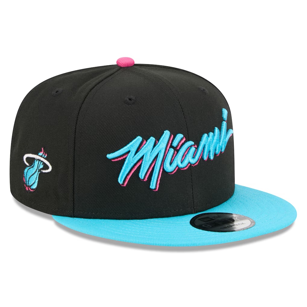 Miami Heat New Era 2025/26 City Edition 9FIFTY Snapback Hat - Black/Turquoise