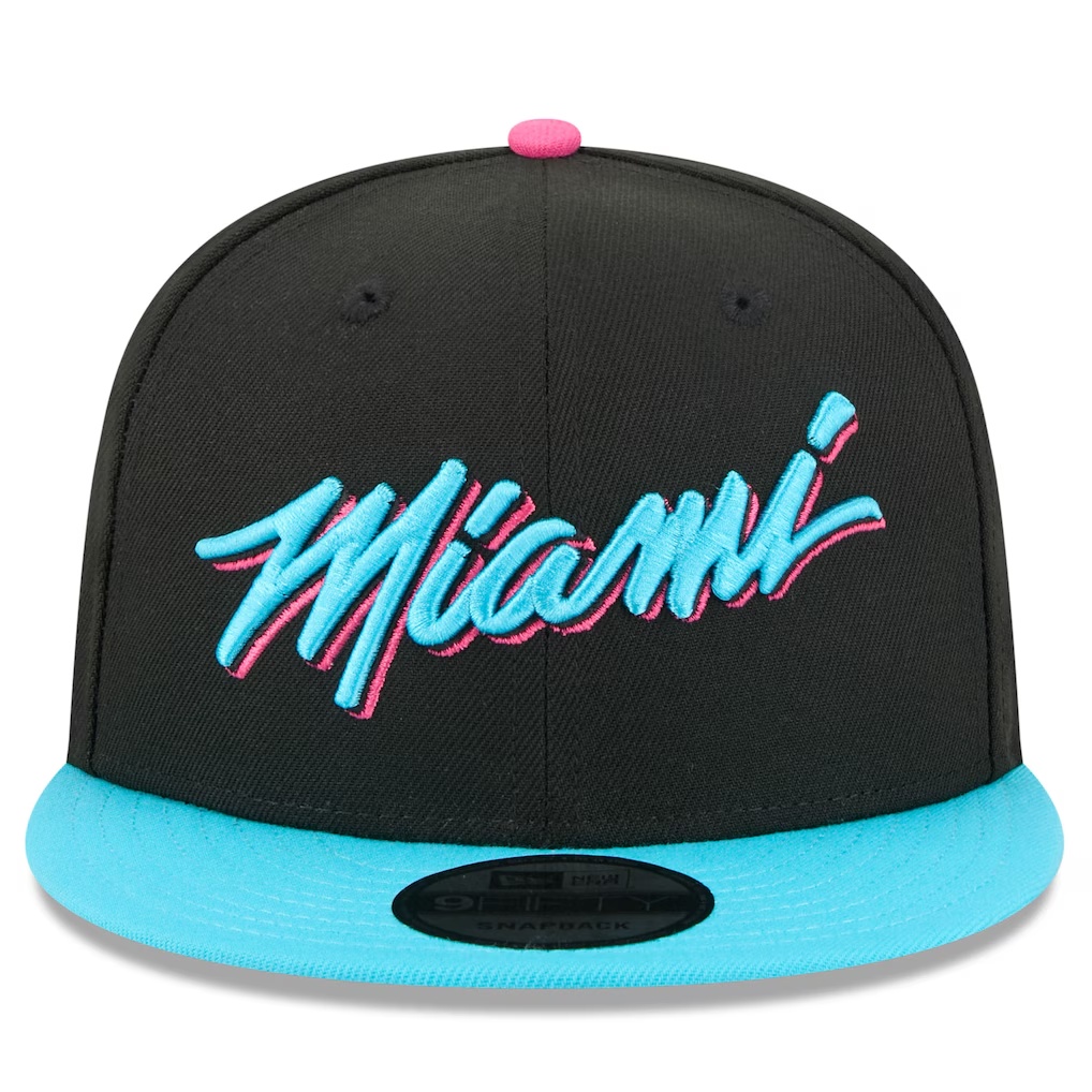 Miami Heat New Era 2025/26 City Edition 9FIFTY Snapback Hat - Black/Turquoise