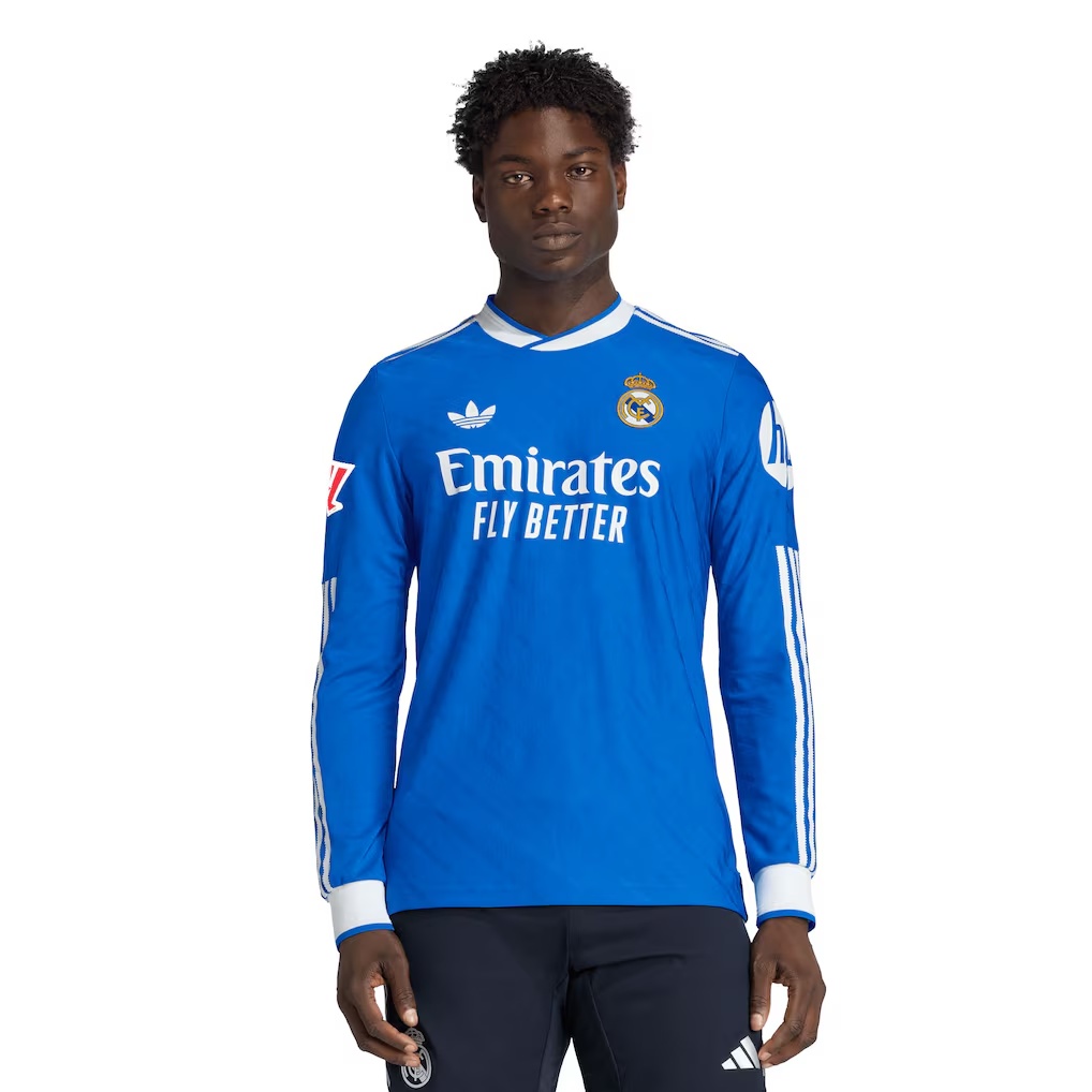 Real Madrid adidas 2025/26 Third Authentic Long Sleeve Jersey with Patch - Blue