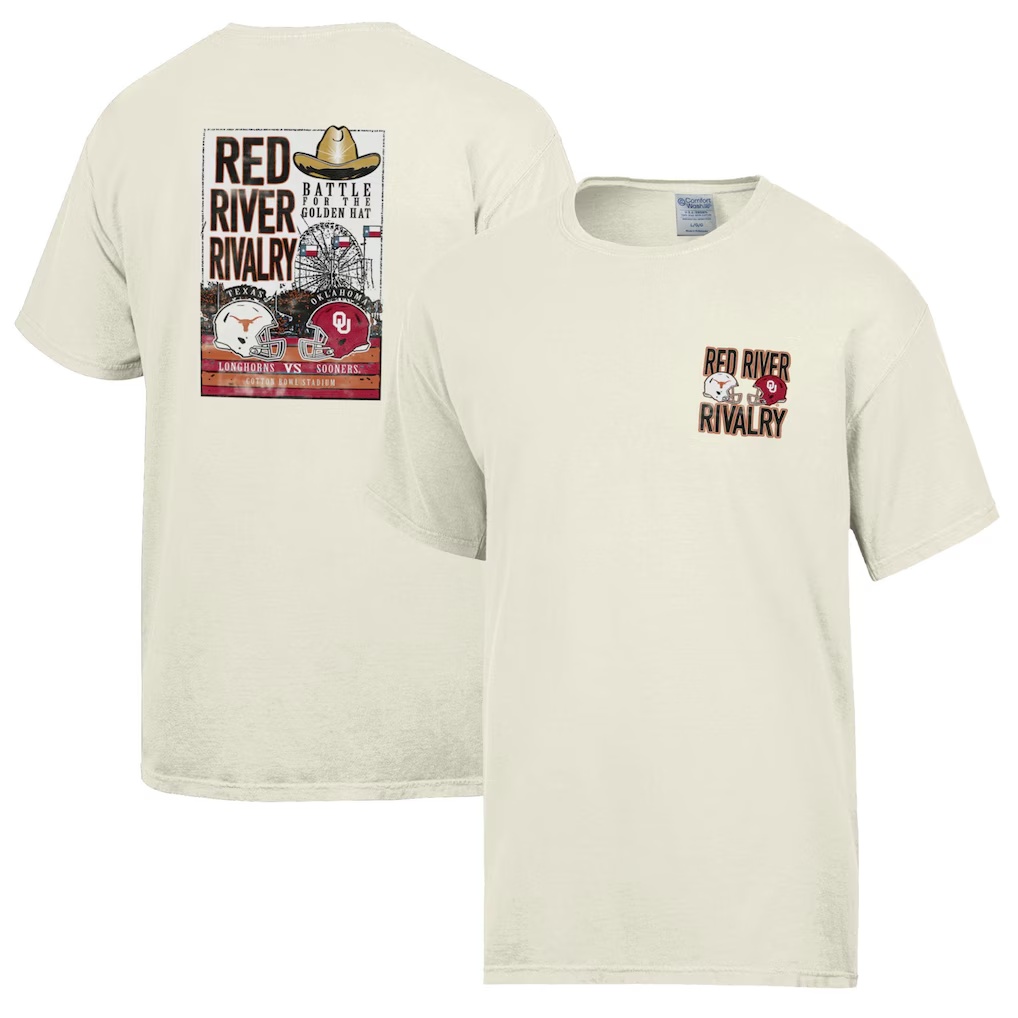 Texas Longhorns vs. Oklahoma Sooners ComfortWash Red River Rivalry T-Shirt - Cream