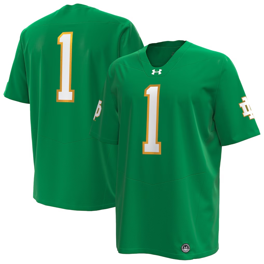 Notre Dame Fighting Irish Under Armour Premier Football Jersey - Kelly Green