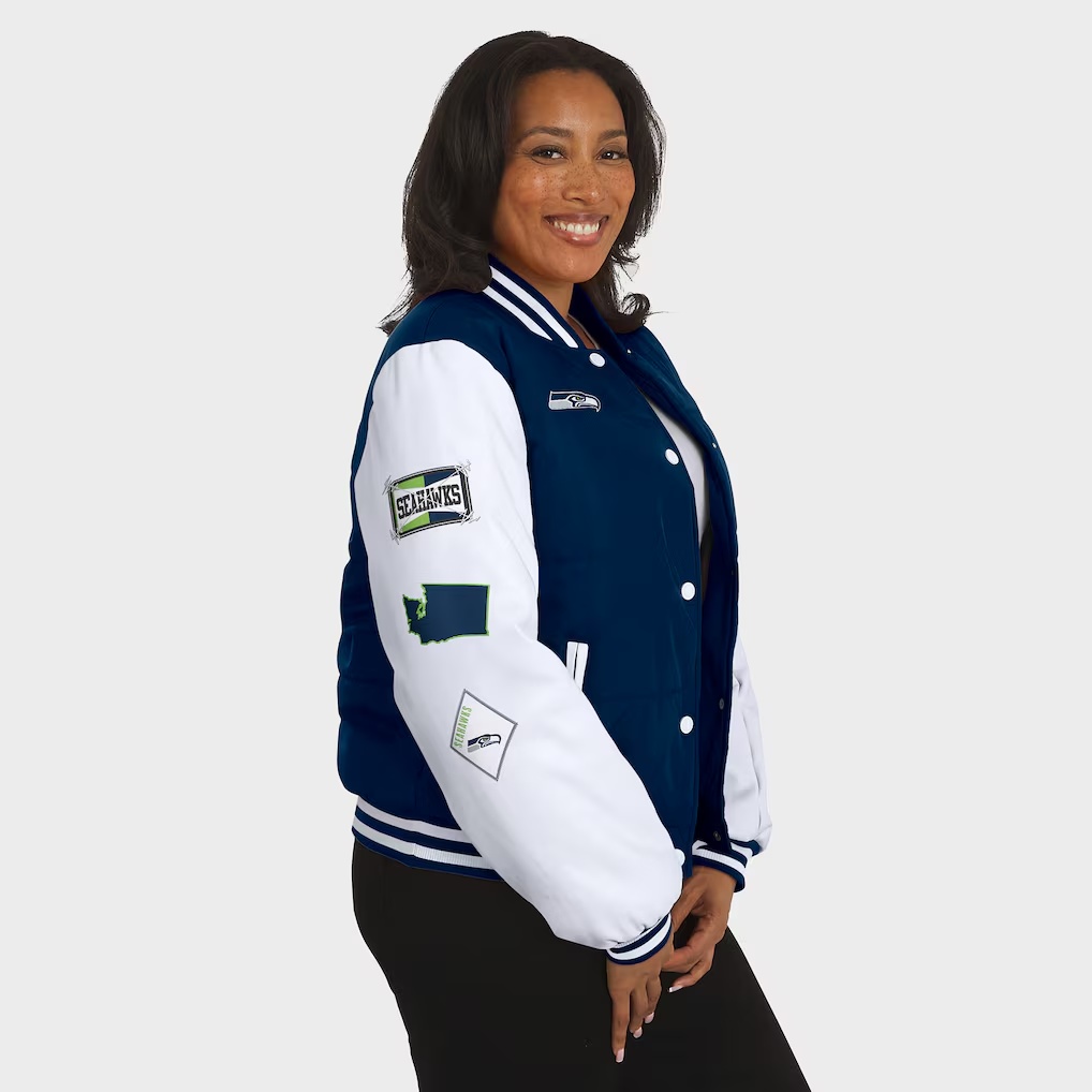 3706-Seattle-Seahawks-WEAR-by-Erin-Andrews-Women-s-Varsity-Full-Snap-Puffer-Jacket-College-Navy-5.jpg Seattle Seahawks WEAR by Erin Andrews Women's Varsity Full-Snap Puffer Jacket - College Navy