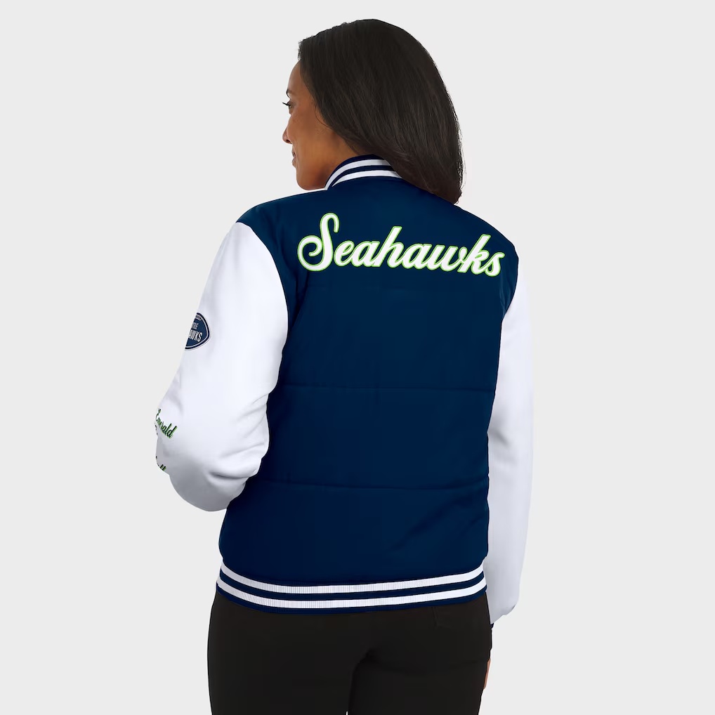 3706-Seattle-Seahawks-WEAR-by-Erin-Andrews-Women-s-Varsity-Full-Snap-Puffer-Jacket-College-Navy-6.jpg Seattle Seahawks WEAR by Erin Andrews Women's Varsity Full-Snap Puffer Jacket - College Navy