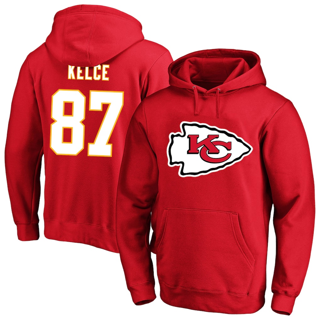 Travis Kelce Kansas City Chiefs Fanatics Big & Tall Name & Number Fleece Pullover Hoodie - Red