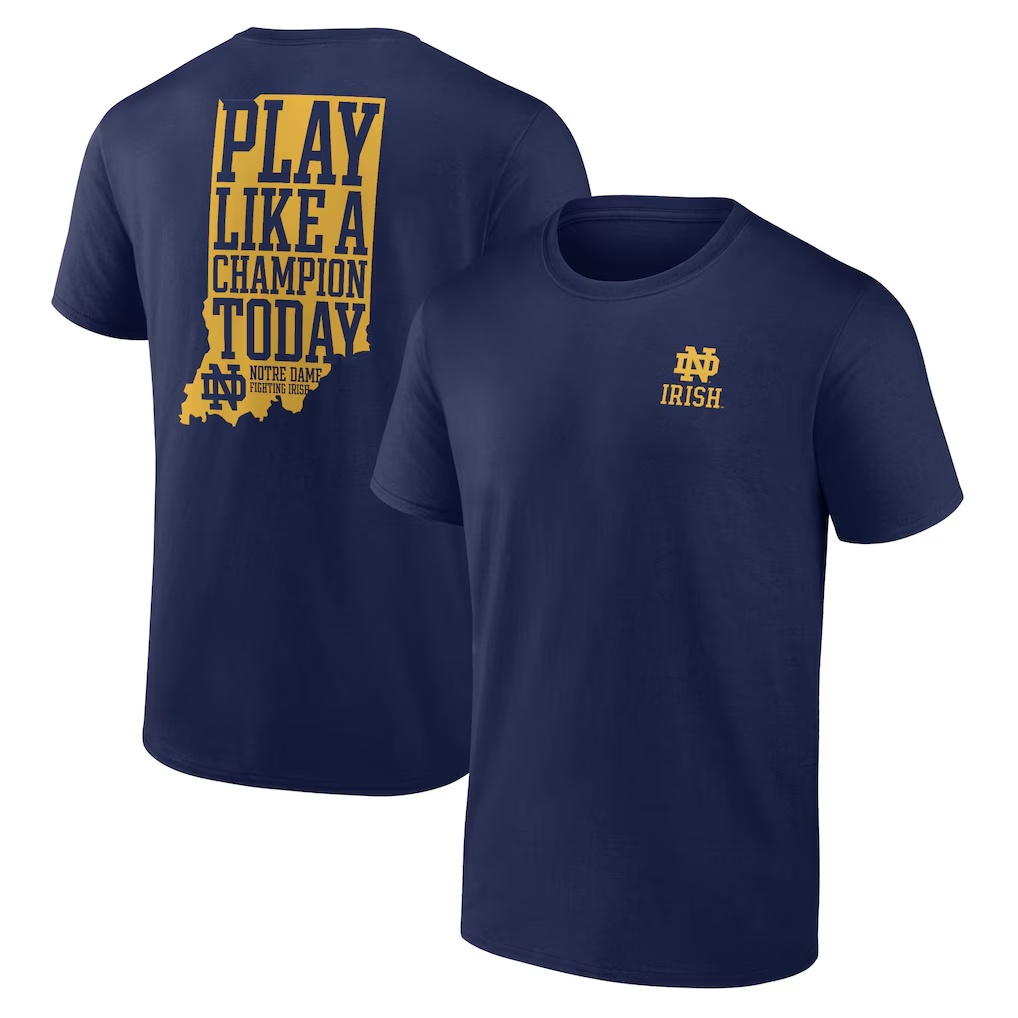 Notre Dame Fighting Irish Play Like a Champion Today State T-Shirt - Navy