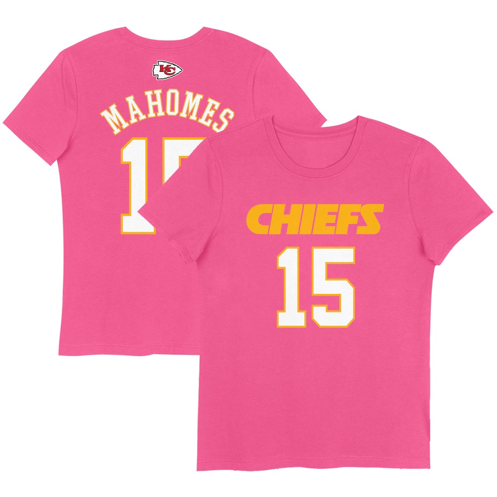 Patrick Mahomes Kansas City Chiefs Girls Youth Player Name & Number T-Shirt - Pink