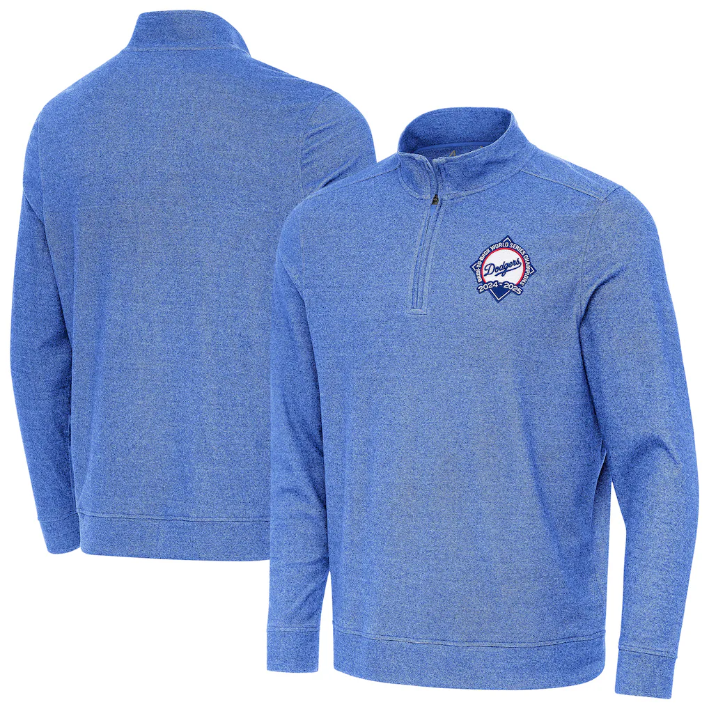 Los Angeles Dodgers Antigua Back-to-Back World Series Champions Subtle Quarter-Zip Pullover - Heather Royal