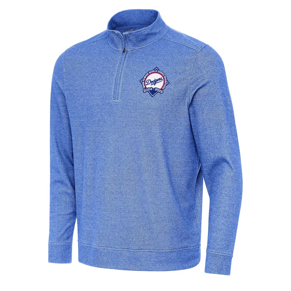 Los Angeles Dodgers Antigua Back-to-Back World Series Champions Subtle Quarter-Zip Pullover - Heather Royal