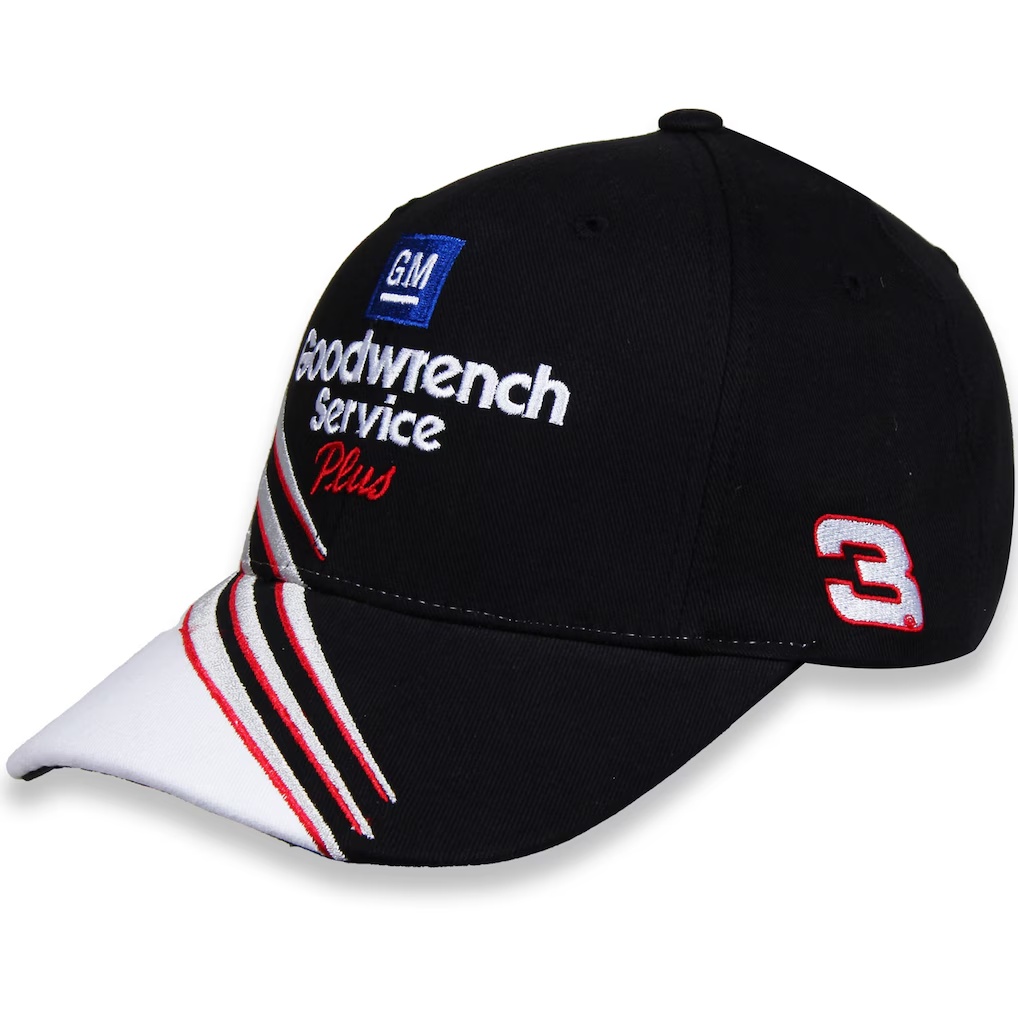 Dale Earnhardt Checkered Flag Goodwrench Reverse Swoosh Adjustable Hat - Black/White