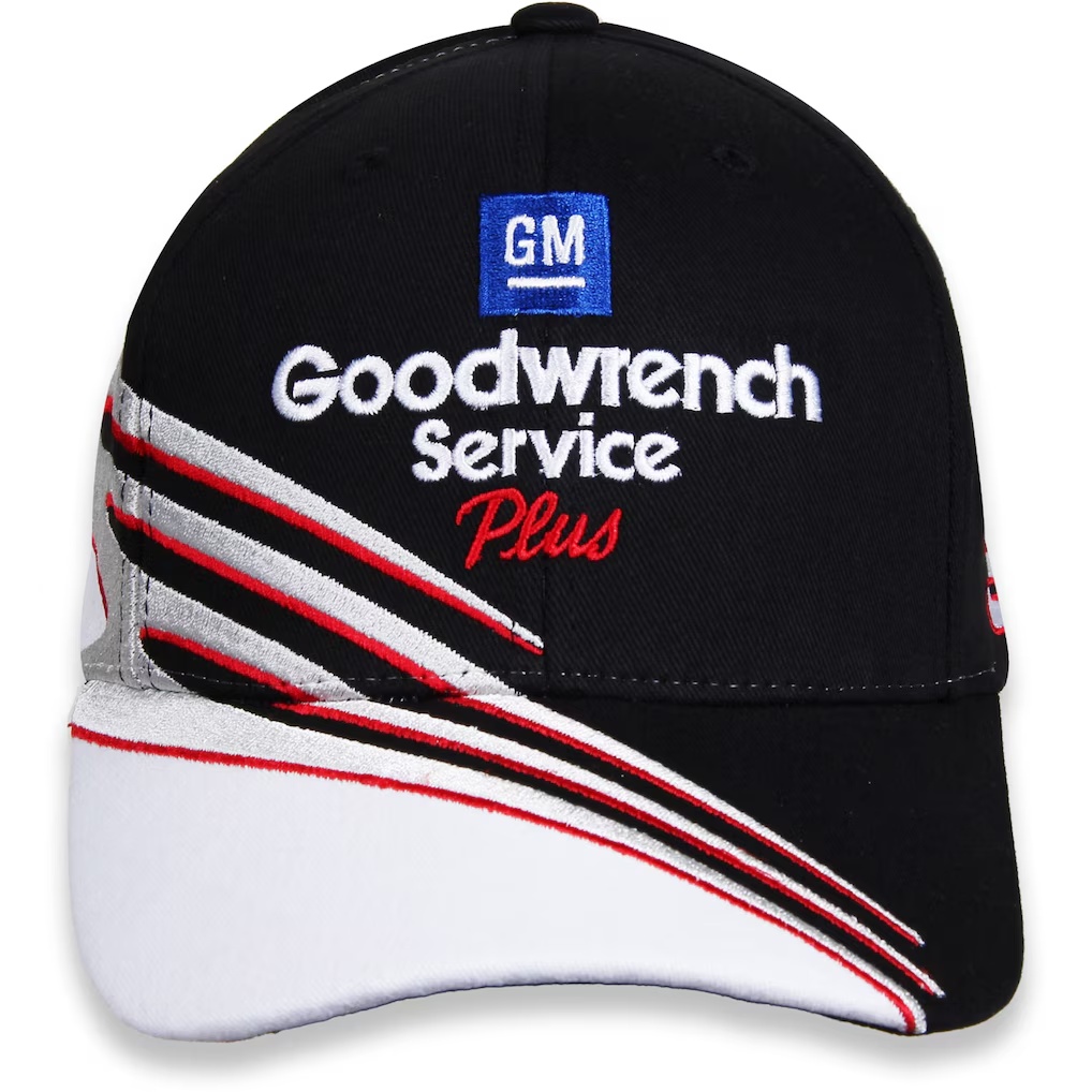 Dale Earnhardt Checkered Flag Goodwrench Reverse Swoosh Adjustable Hat - Black/White