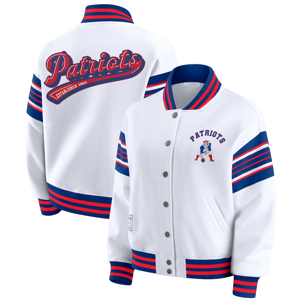 New England Patriots WEAR by Erin Andrews Women's Full-Snap Fleece Sweatshirt Jacket - White