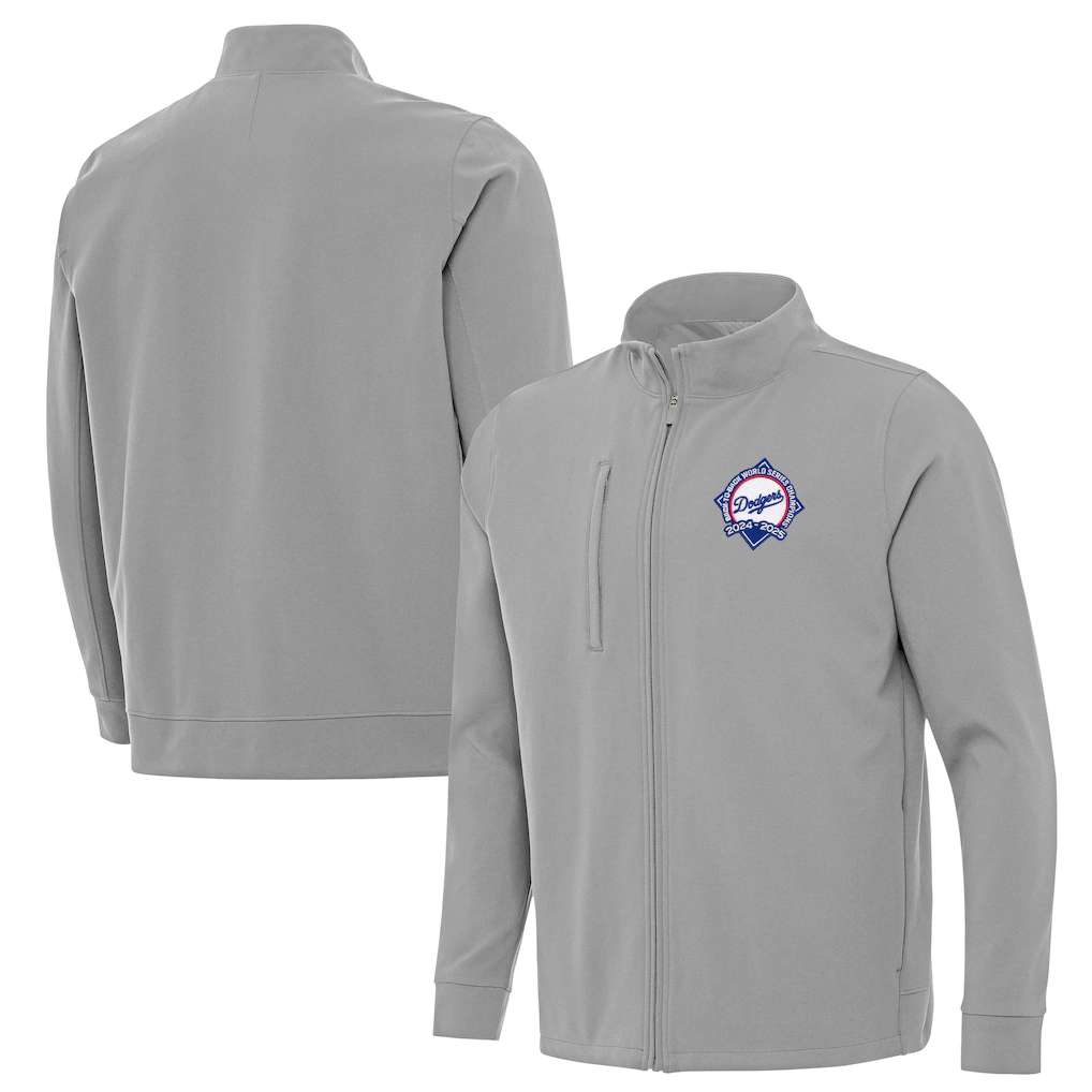 Los Angeles Dodgers Antigua Back-to-Back World Series Champions Regard Full-Zip Jacket - Gray