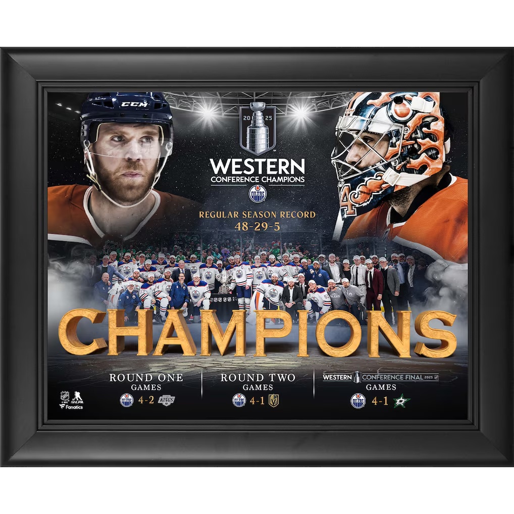 Edmonton Oilers Fanatics Authentic Framed 13" x 16" 2025 Western Conference Champions Collage