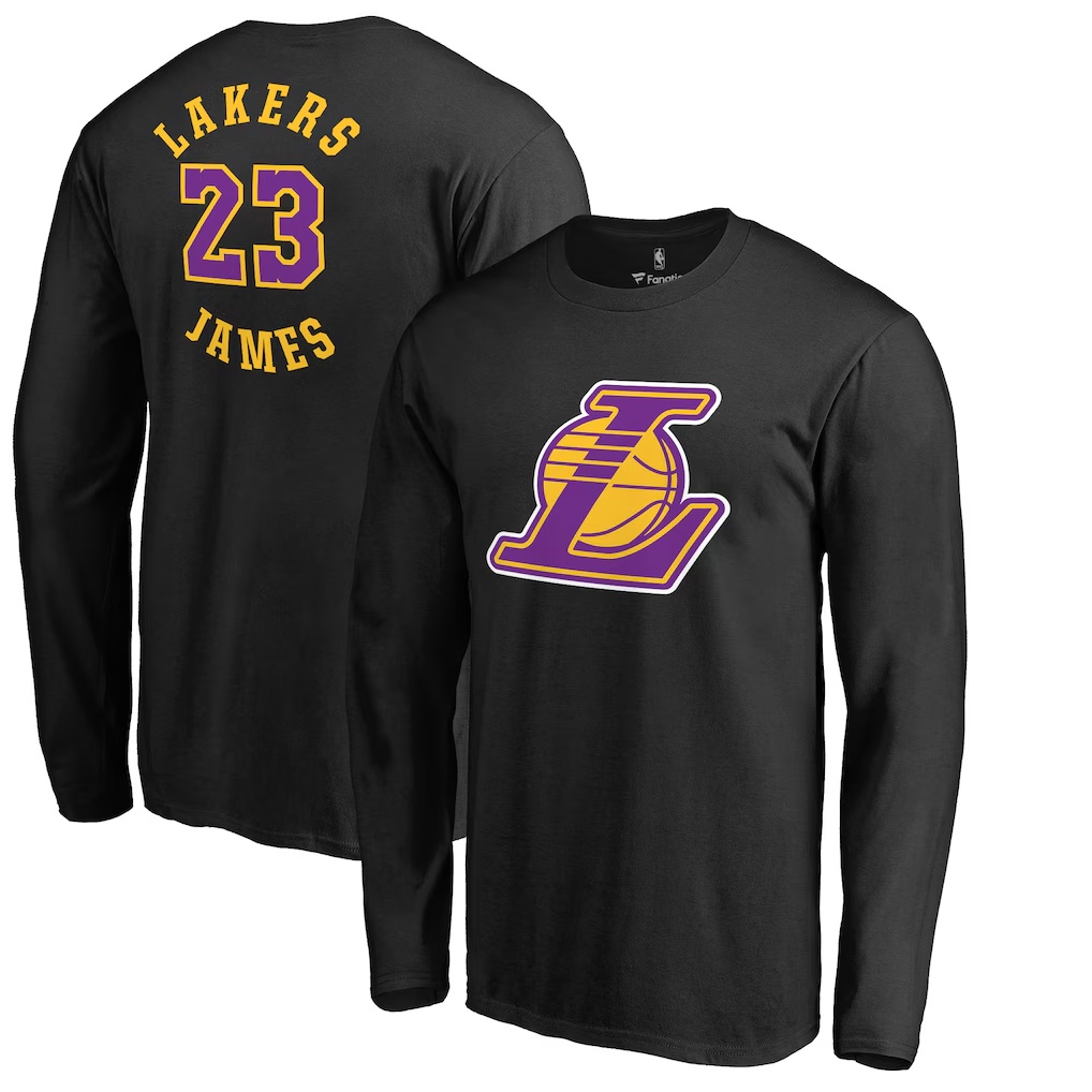 LeBron James Los Angeles Lakers Round About Name & Number Long Sleeve T-Shirt - Black