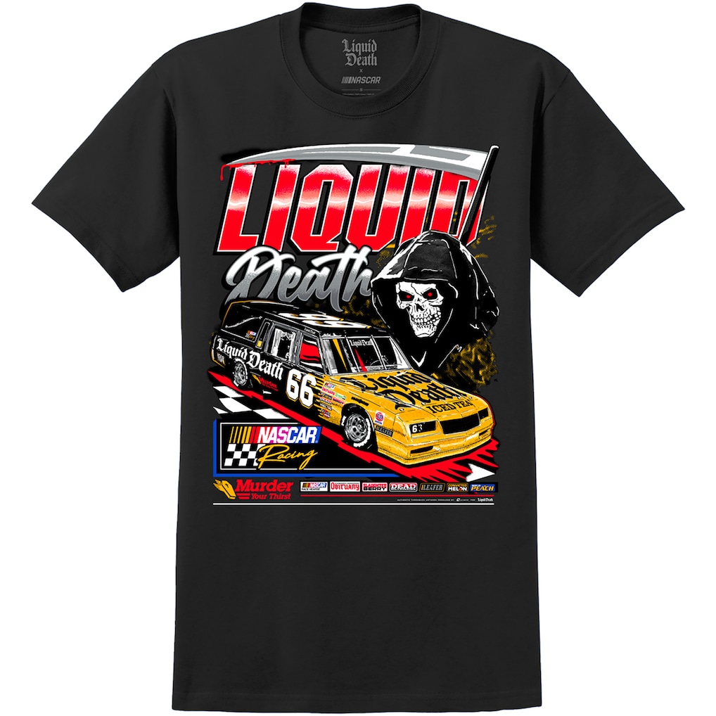 Unisex NASCAR x Liquid Death Thirst Hearse Tri-Blend T-Shirt - Black